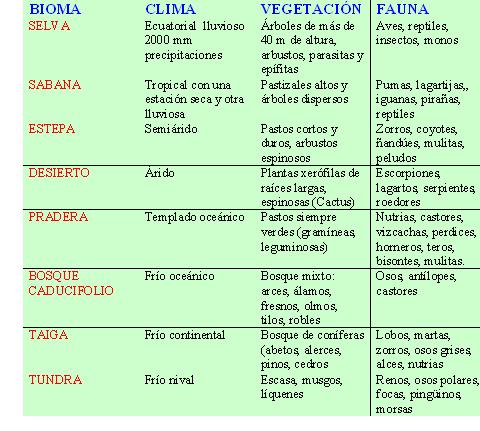 tipos de biomas